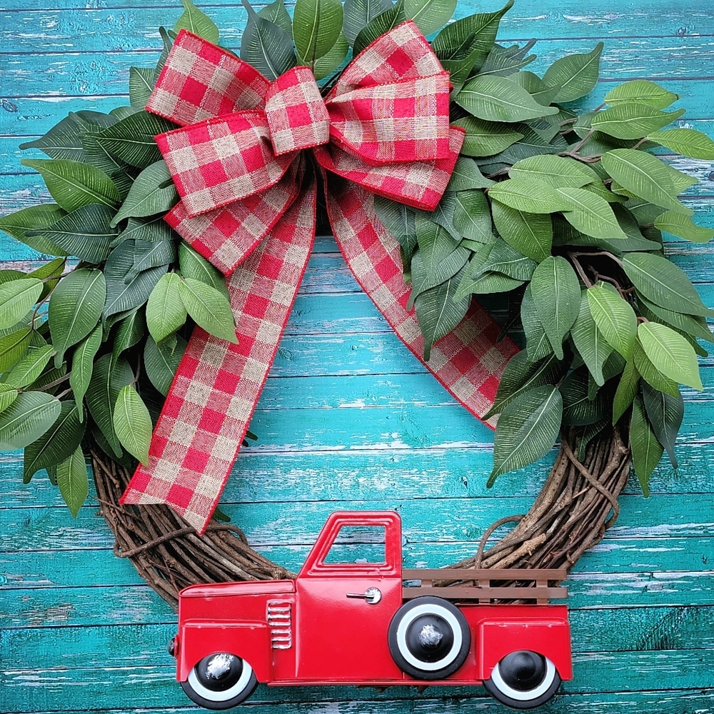 All season farm truck wreath